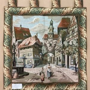 Tapestry Wall Hanging Vintage Europe Scene made in Germany